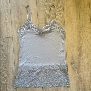 White House Black Market Gray Lace Cami Women’s Small